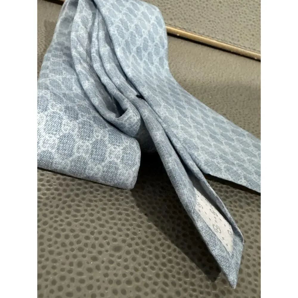 Gucci GG Pattern Tie Light Blue Made In Italy Cotton